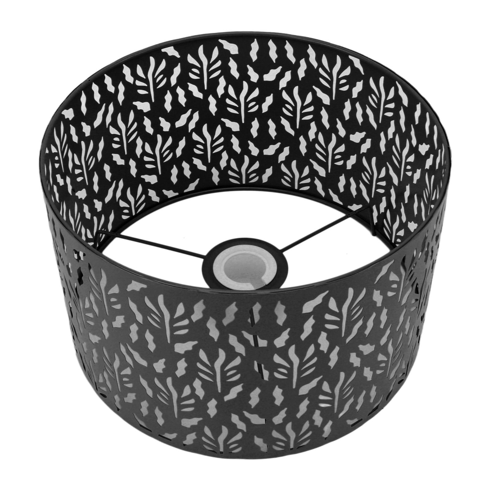 Metal Lamp Shades Hollow Carved Lampshade Modern Style Hollow Lampshade Compatible with E27 E14 Lamp Holder Water Grass Leaf Black - Image 4