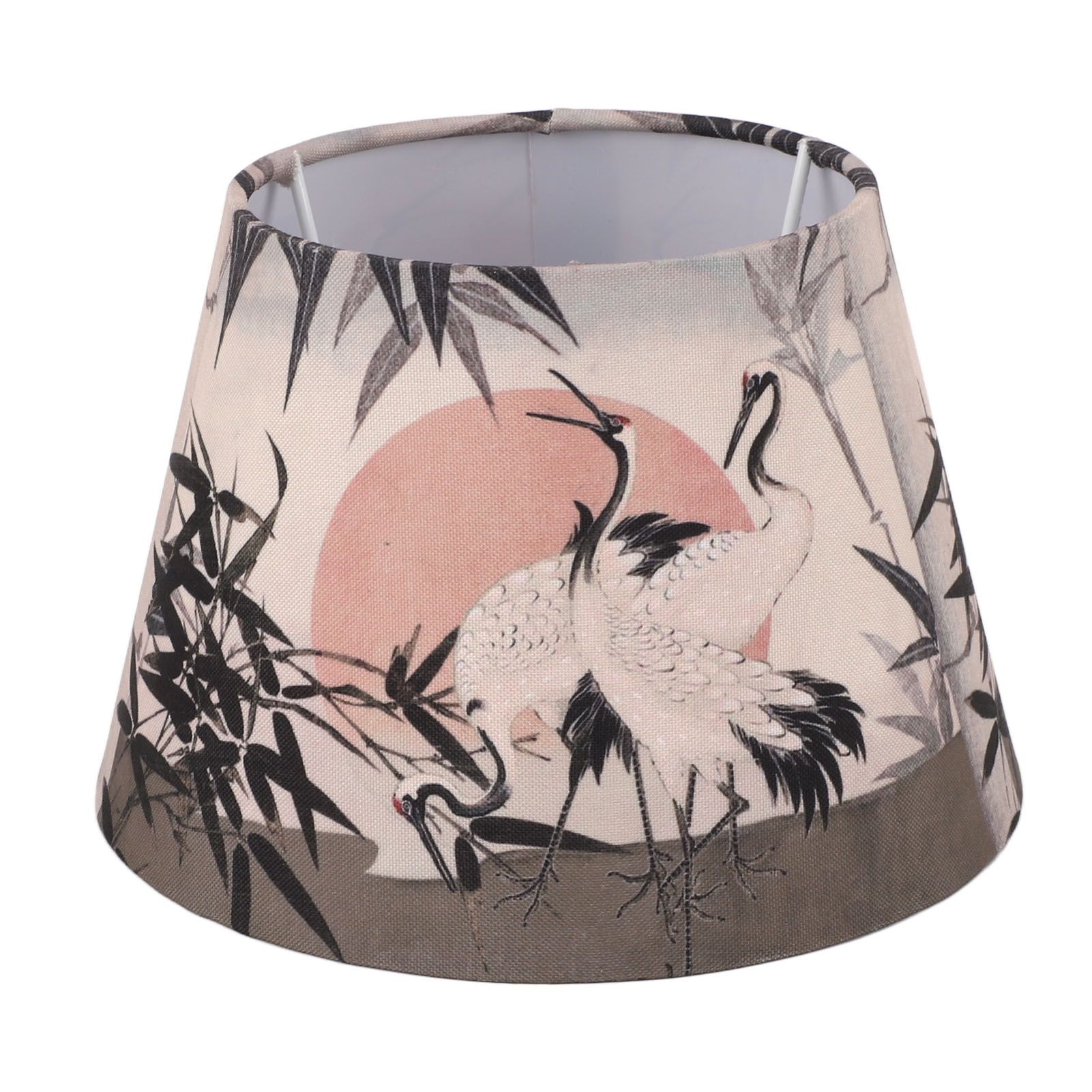 Chinese Style Lamp Shade Cloth E27 E14 Red Crowned Crane Decorative Drum Lamp Shade for Table Floor Lamp Hanging Light - Image 1