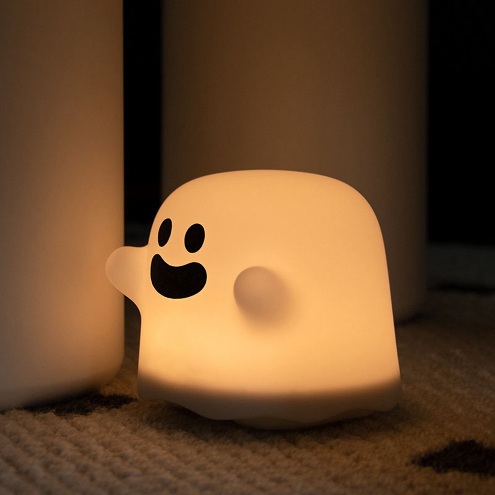 Cute Ghost Night Light Stepless Dimming USB Rechargeable Mini Kids Bedside Lamp Table Decoration for Nursery Bedroom Dorm Smile - Image 6