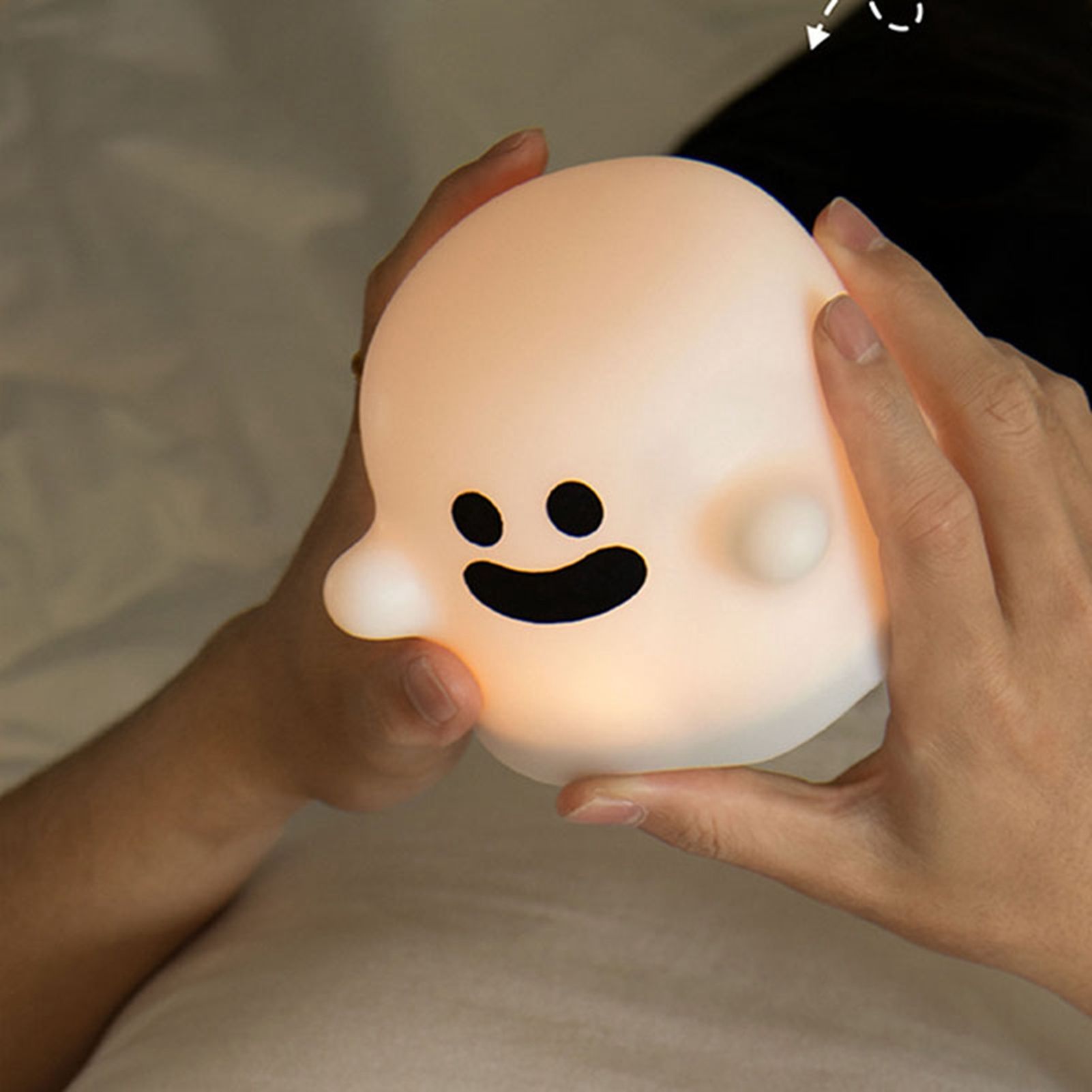 Cute Ghost Night Light Stepless Dimming USB Rechargeable Mini Kids Bedside Lamp Table Decoration for Nursery Bedroom Dorm Smile - Image 8