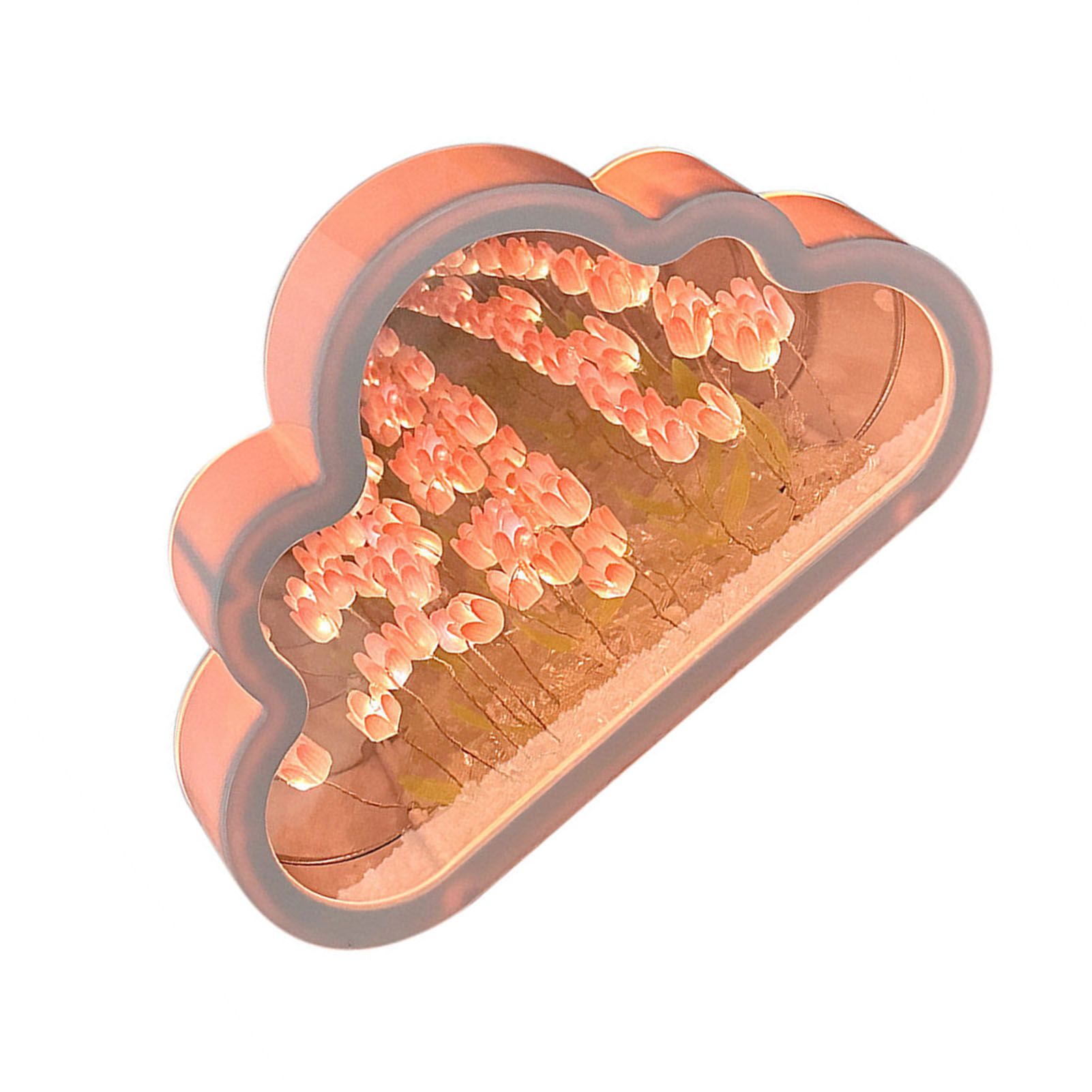Tulip Cloud Mirror Night Lights 20 Pink Flowers Plastic Built in Batteries DIY Cloud Mirror Tulip Lamp for Birthday Valentine's Day - Image 4