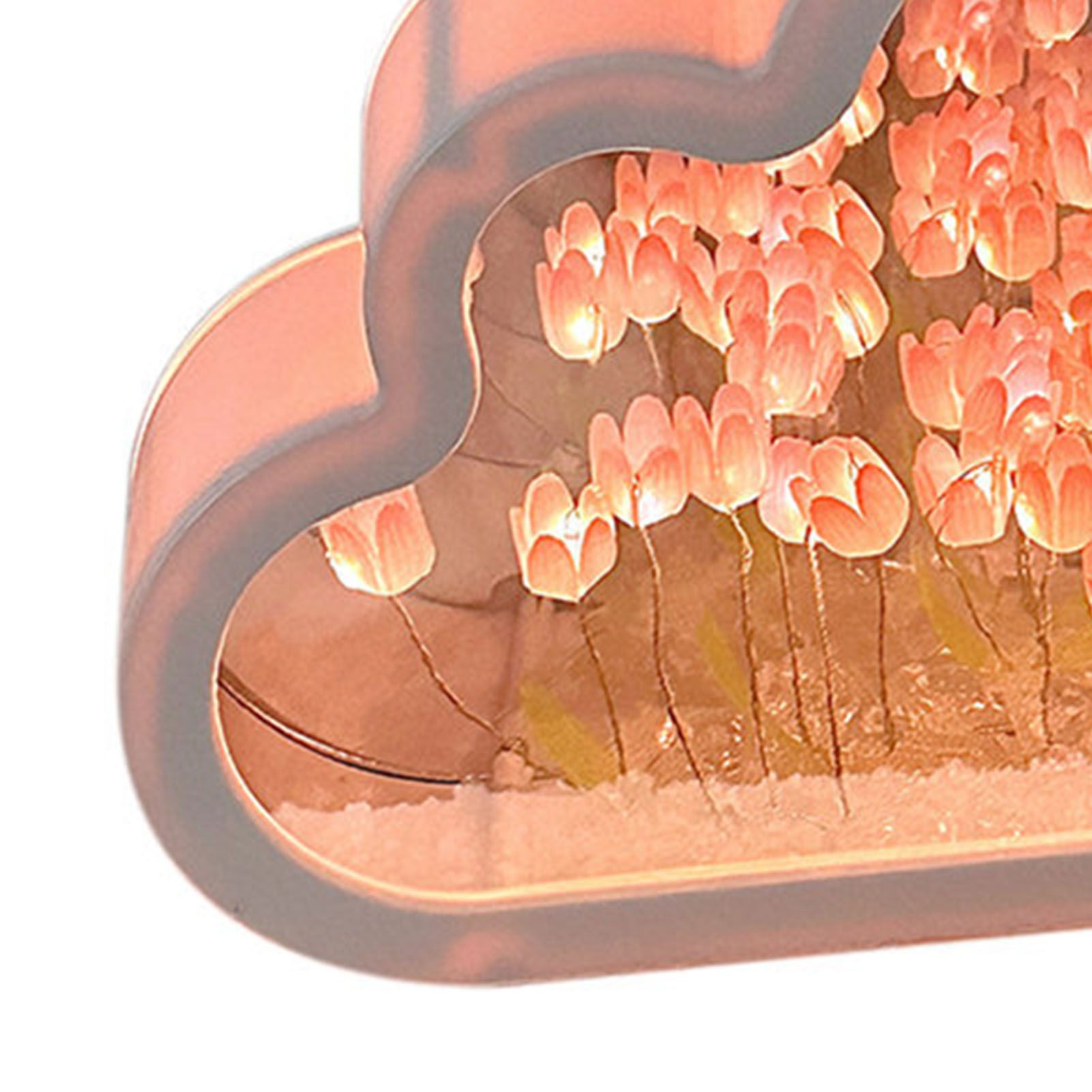 Tulip Cloud Mirror Night Lights 20 Pink Flowers Plastic Built in Batteries DIY Cloud Mirror Tulip Lamp for Birthday Valentine's Day - Image 7
