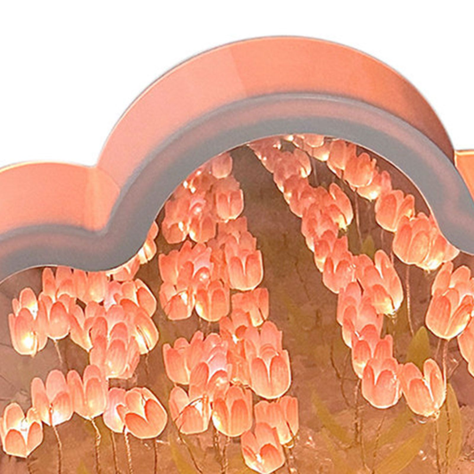 Tulip Cloud Mirror Night Lights 20 Pink Flowers Plastic Built in Batteries DIY Cloud Mirror Tulip Lamp for Birthday Valentine's Day - Image 8