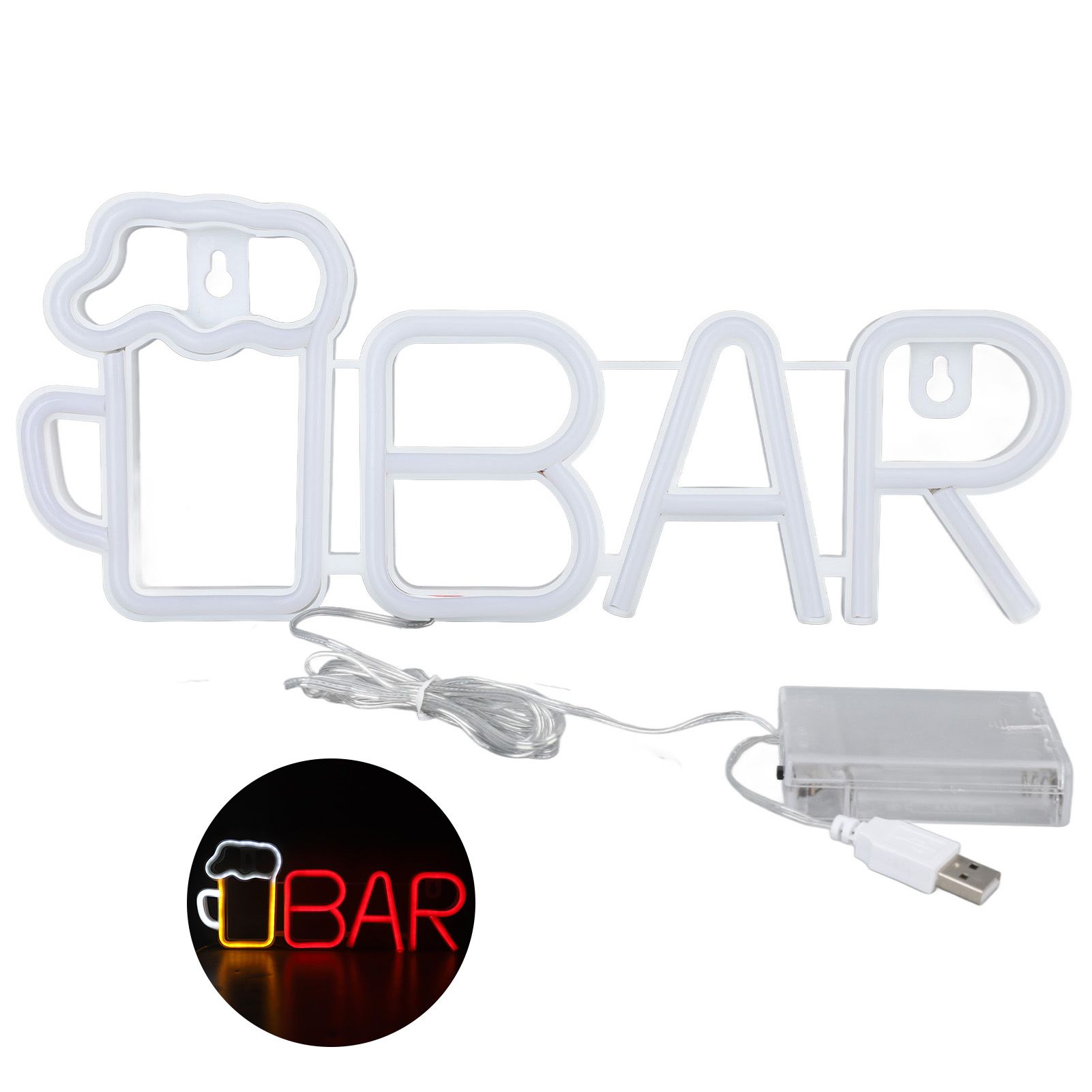 LED Neon Sign BAR Shape Design USB Or Battery Powered High Safety Widely Used Bar Neon Light for Bedroom Party Backyard Red BAR - Image 1