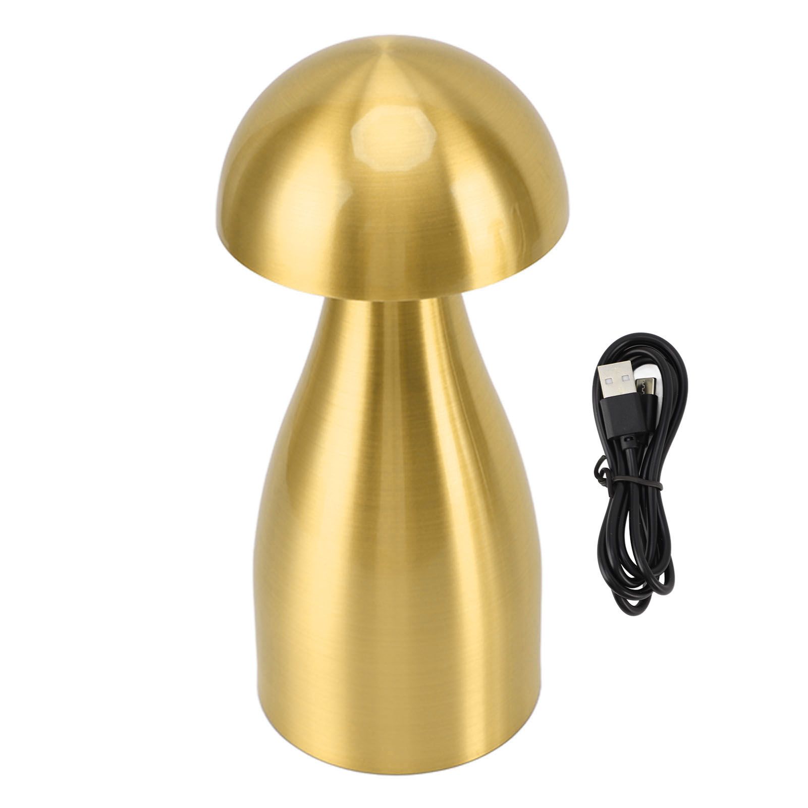 Metal Mushroom Table Lamp Dimmable Mushroom Decor Night Light Cordless Rechargeable Bedside Lamp for Children Nursing Bar Golden - Image 1