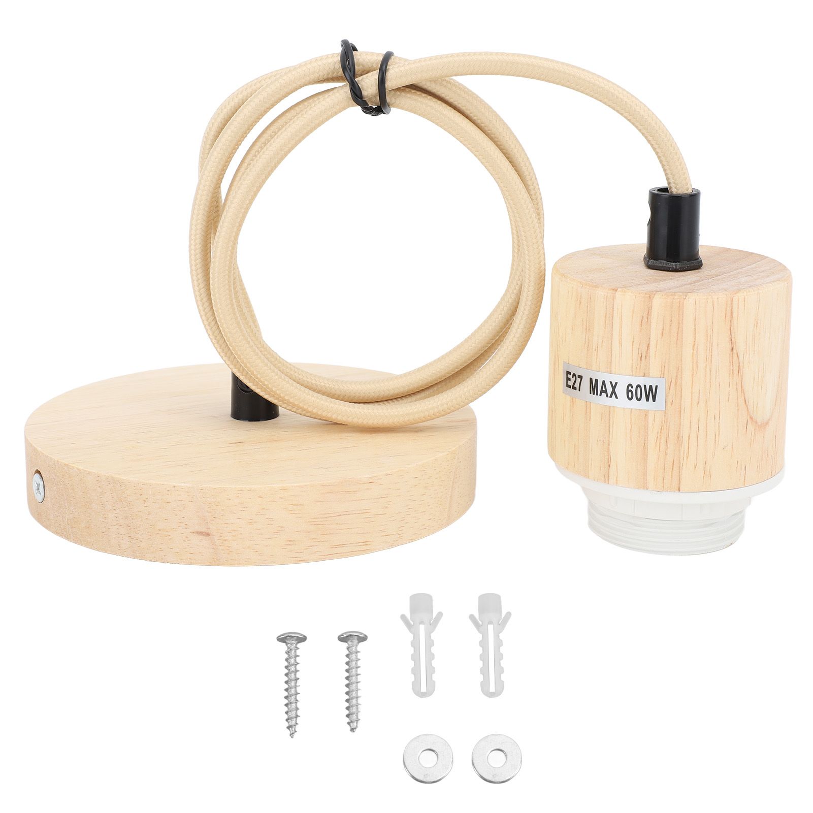 E27 Wooden Pendant Light Bulb Holder Vintage Lighting Accessory Wooden Ceiling Pendant Light Base Socket 220V - Image 1