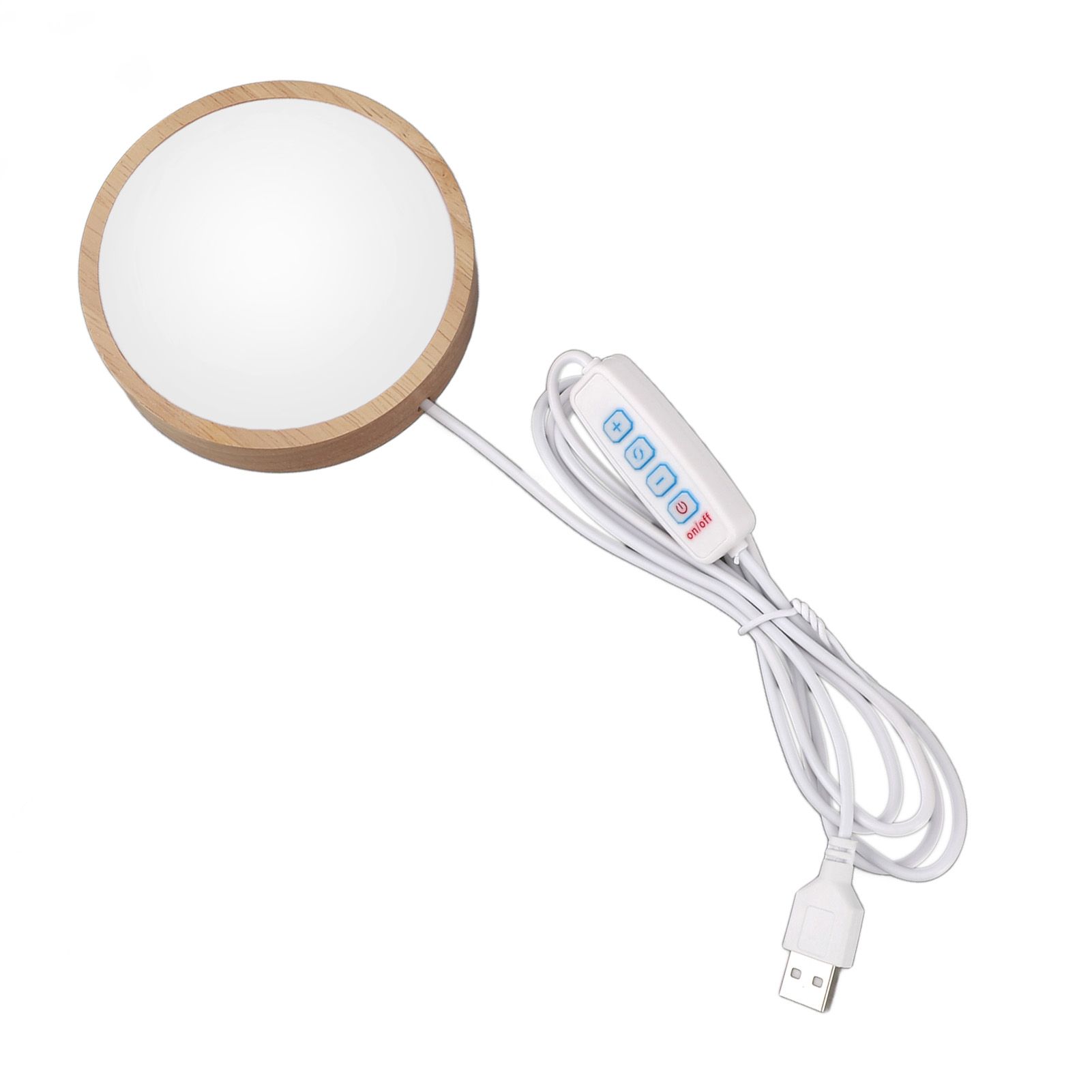 Round Wood Lighted Base Stand USB Powered 3 Color Temperature 10 Level Brightness Button Control LED Display Plate for Glass Crystal Art - Image 4