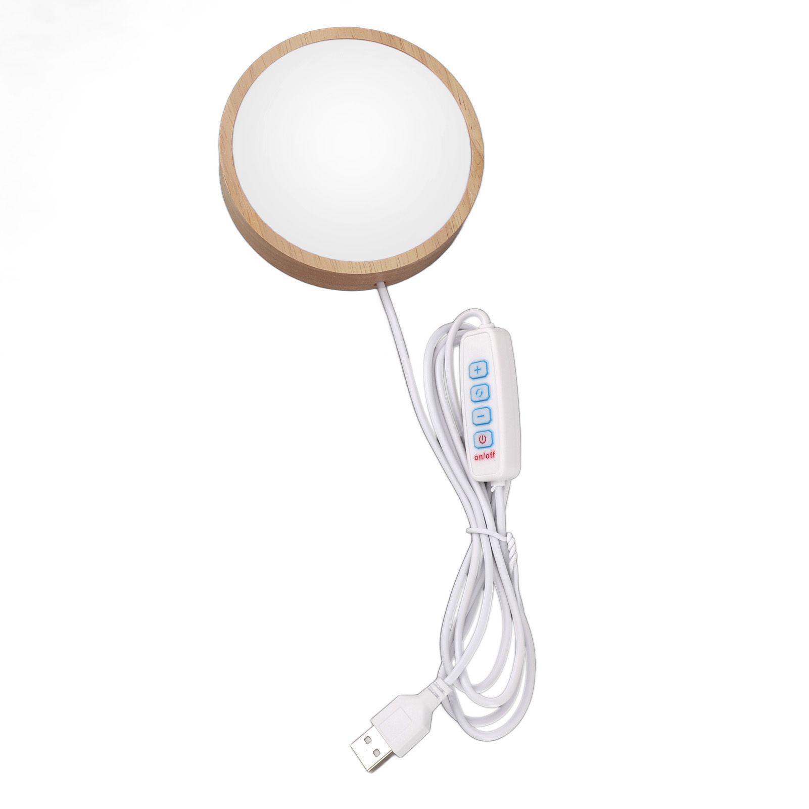 Round Wood Lighted Base Stand USB Powered 3 Color Temperature 10 Level Brightness Button Control LED Display Plate for Glass Crystal Art - Image 5