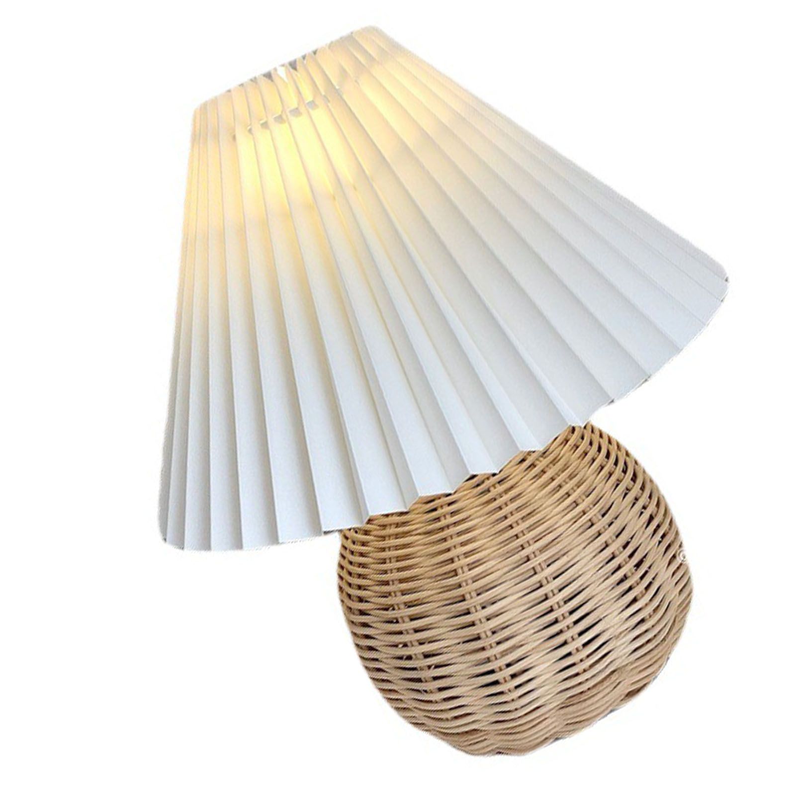 Small Table Lamp Bedside Nightstand Mini Lamp for Bedroom Living Room Side Table Rattan Pleated Aesthetic Vintage Lamp - Image 4