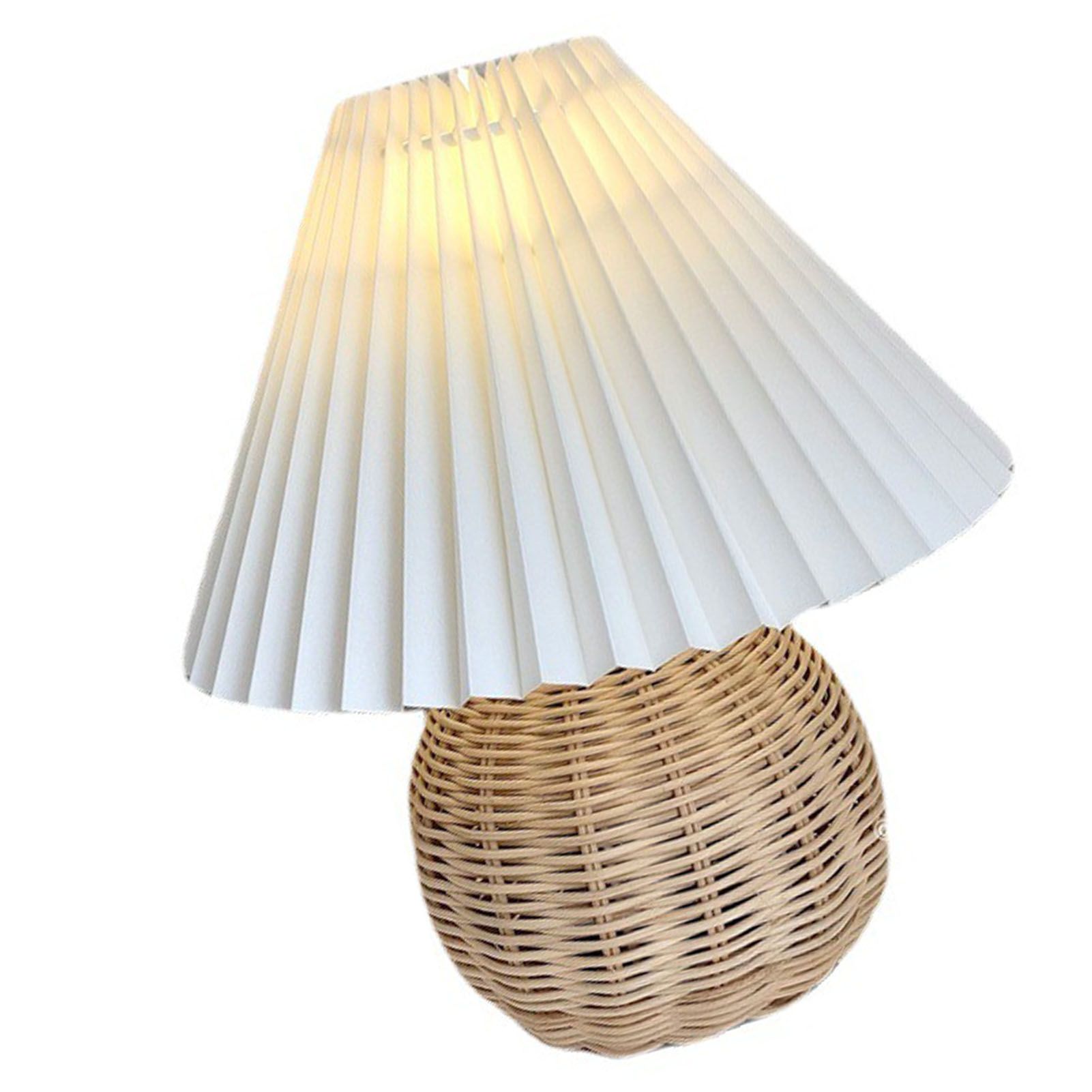 Small Table Lamp Bedside Nightstand Mini Lamp for Bedroom Living Room Side Table Rattan Pleated Aesthetic Vintage Lamp - Image 6