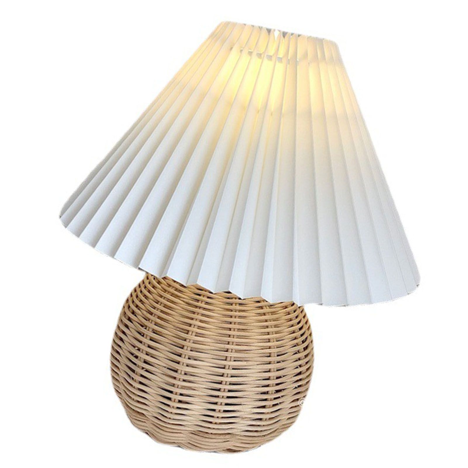 Small Table Lamp Bedside Nightstand Mini Lamp for Bedroom Living Room Side Table Rattan Pleated Aesthetic Vintage Lamp - Image 8