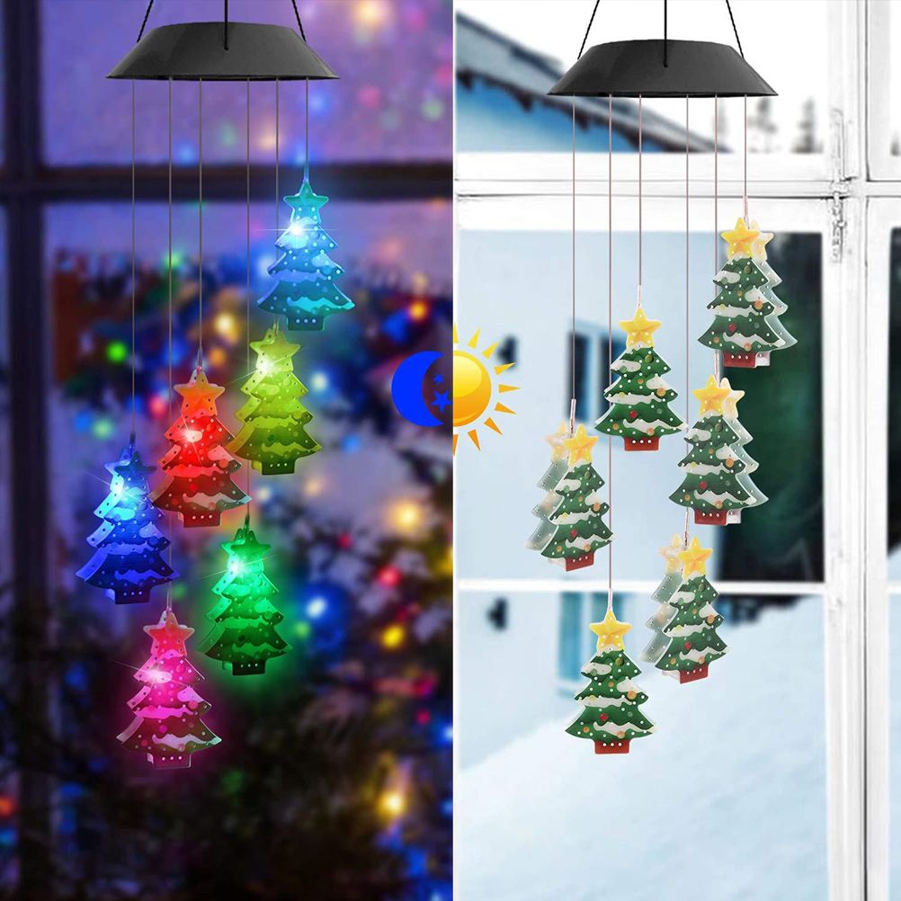 Christmas Solar Wind Chime Light Outdoor Solar Powered Waterproof LED Wind Chime Color Changing Light for Patio Garden Home - Image 2