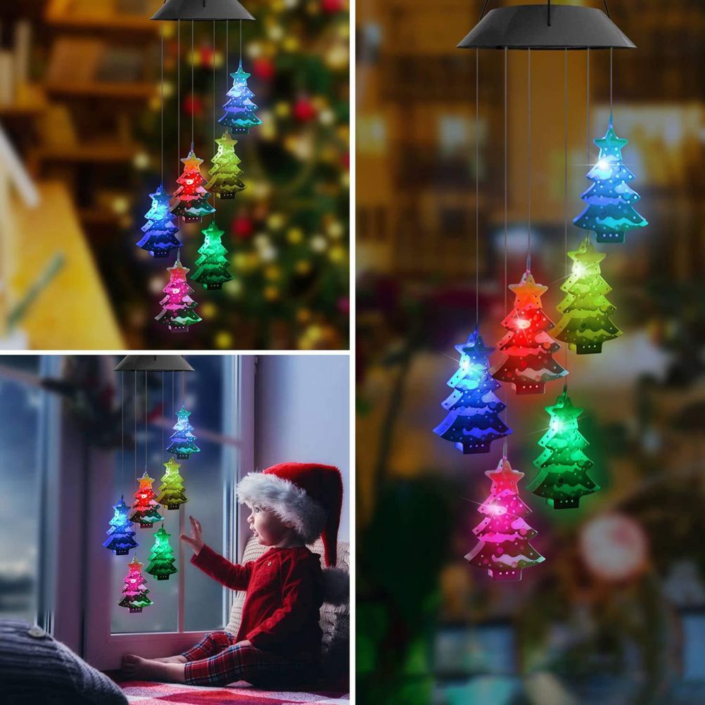 Christmas Solar Wind Chime Light Outdoor Solar Powered Waterproof LED Wind Chime Color Changing Light for Patio Garden Home - Image 4