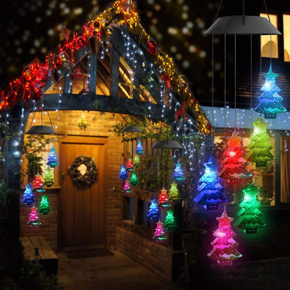 Christmas Solar Wind Chime Light Outdoor Solar Powered Waterproof LED Wind Chime Color Changing Light for Patio Garden Home - Image 5