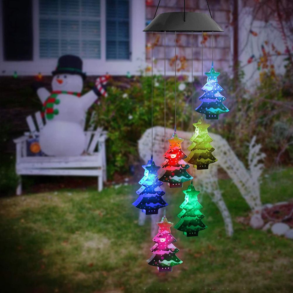Christmas Solar Wind Chime Light Outdoor Solar Powered Waterproof LED Wind Chime Color Changing Light for Patio Garden Home - Image 6