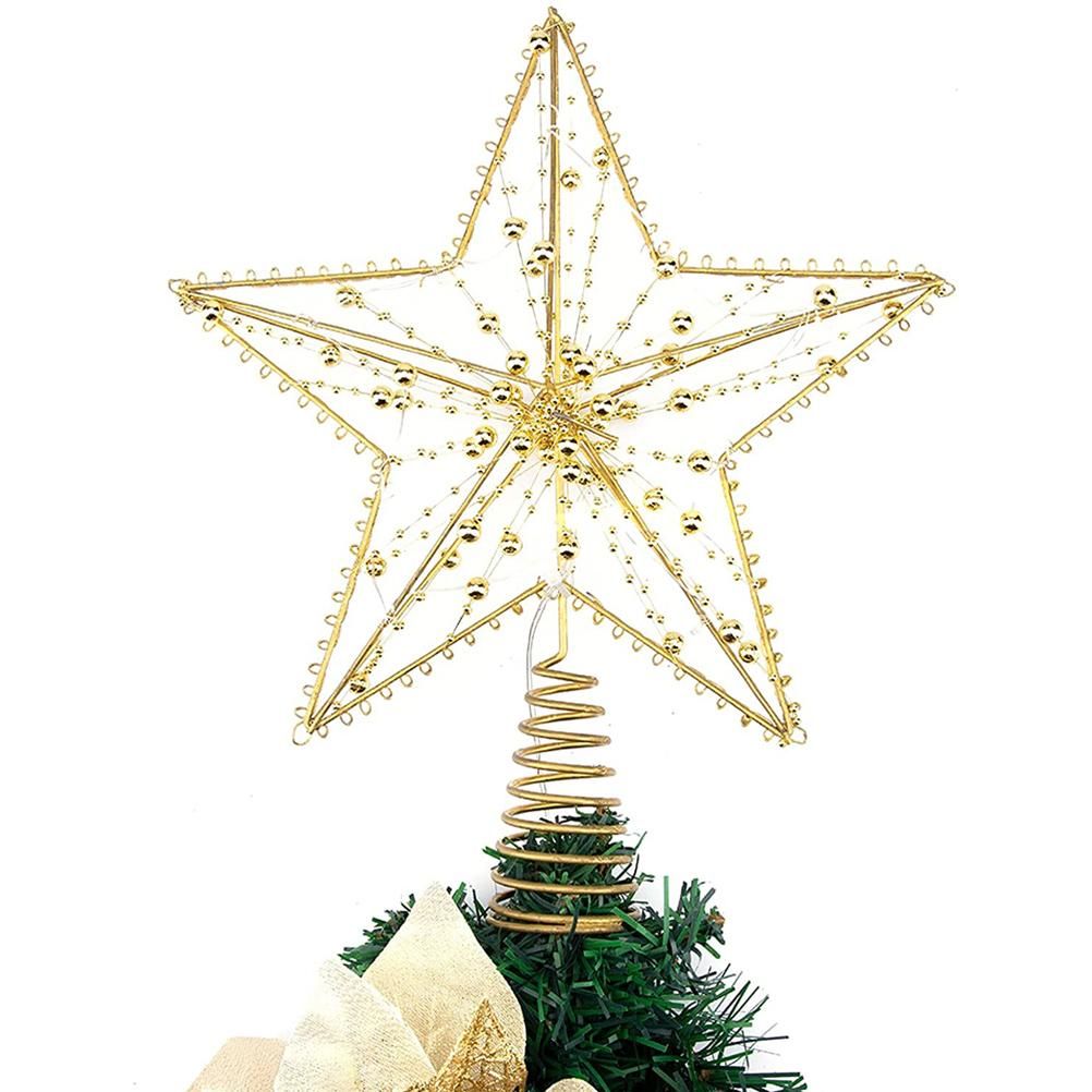 Christmas Tree Topper Star with LED String Light Glitter Christmas Tree Top Star Lamp for Christmas Home Decoration - Image 1