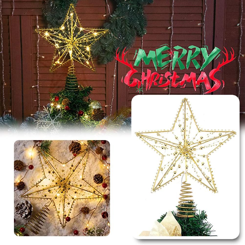Christmas Tree Topper Star with LED String Light Glitter Christmas Tree Top Star Lamp for Christmas Home Decoration - Image 3