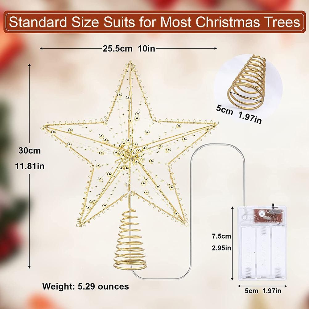 Christmas Tree Topper Star with LED String Light Glitter Christmas Tree Top Star Lamp for Christmas Home Decoration - Image 4