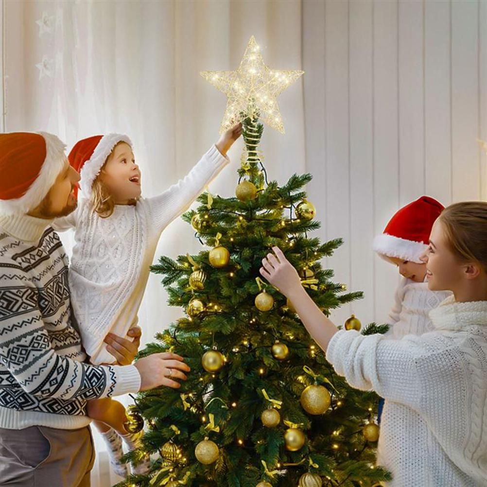 Christmas Tree Topper Star with LED String Light Glitter Christmas Tree Top Star Lamp for Christmas Home Decoration - Image 6