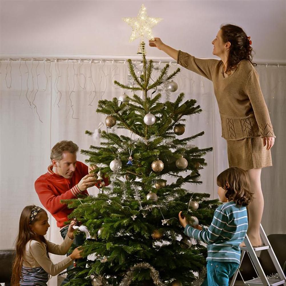 Christmas Tree Topper Star with LED String Light Glitter Christmas Tree Top Star Lamp for Christmas Home Decoration - Image 7