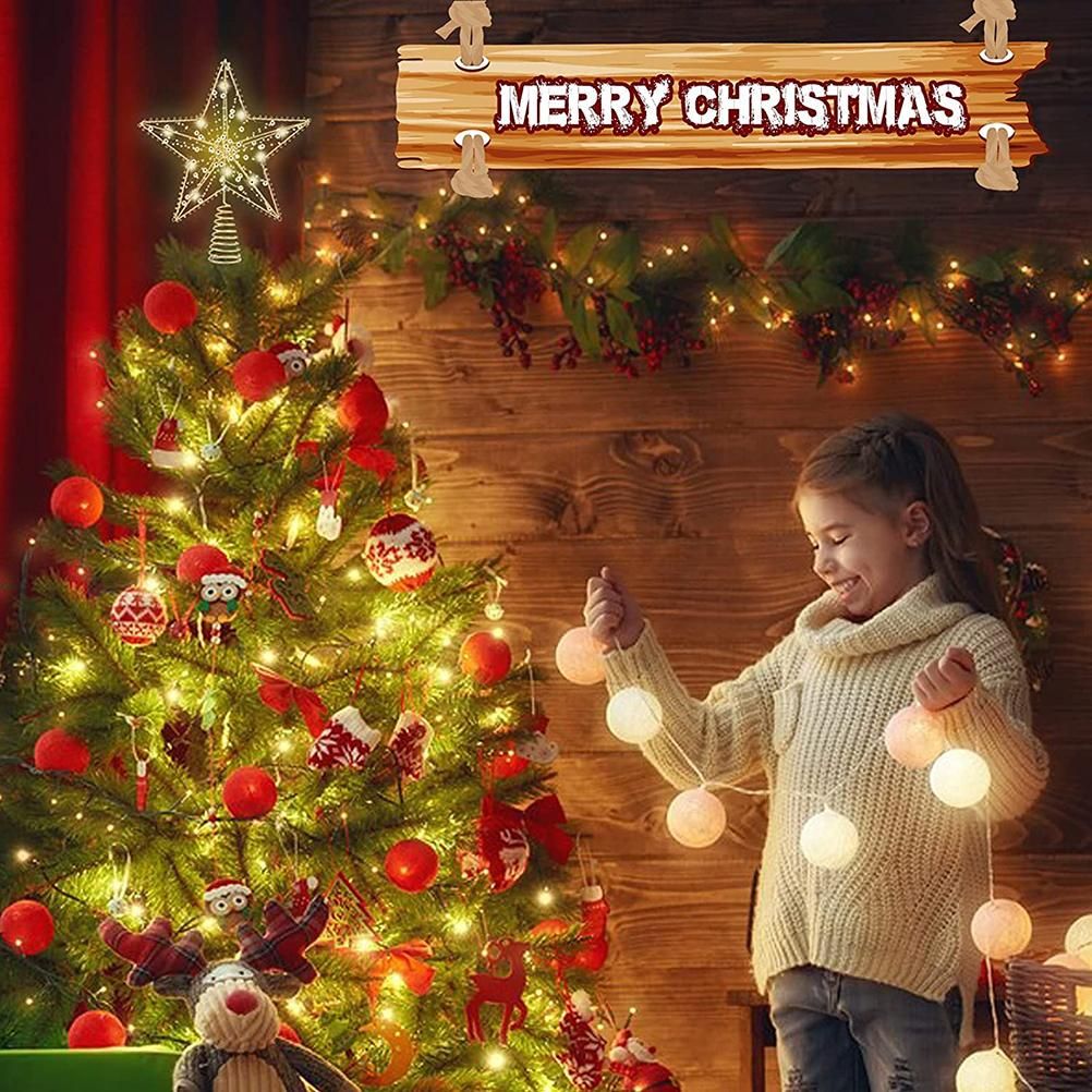 Christmas Tree Topper Star with LED String Light Glitter Christmas Tree Top Star Lamp for Christmas Home Decoration - Image 8