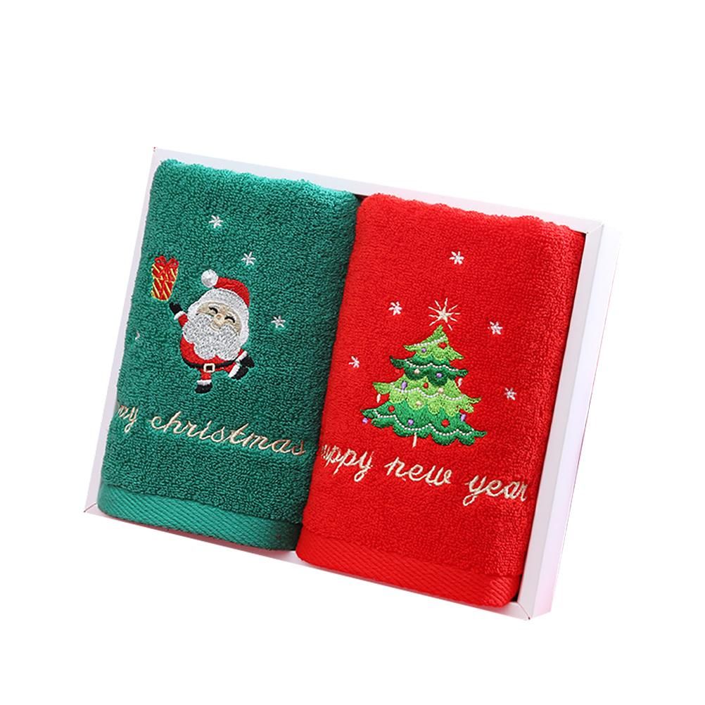 2Pcs Christmas Face Towel Xmas Red Santa Claus New Year Gift Washing Towel Hand Face Cloth Towel for Home Bathroom - Image 1