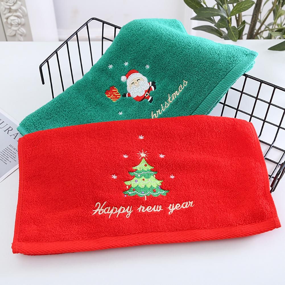 2Pcs Christmas Face Towel Xmas Red Santa Claus New Year Gift Washing Towel Hand Face Cloth Towel for Home Bathroom - Image 4