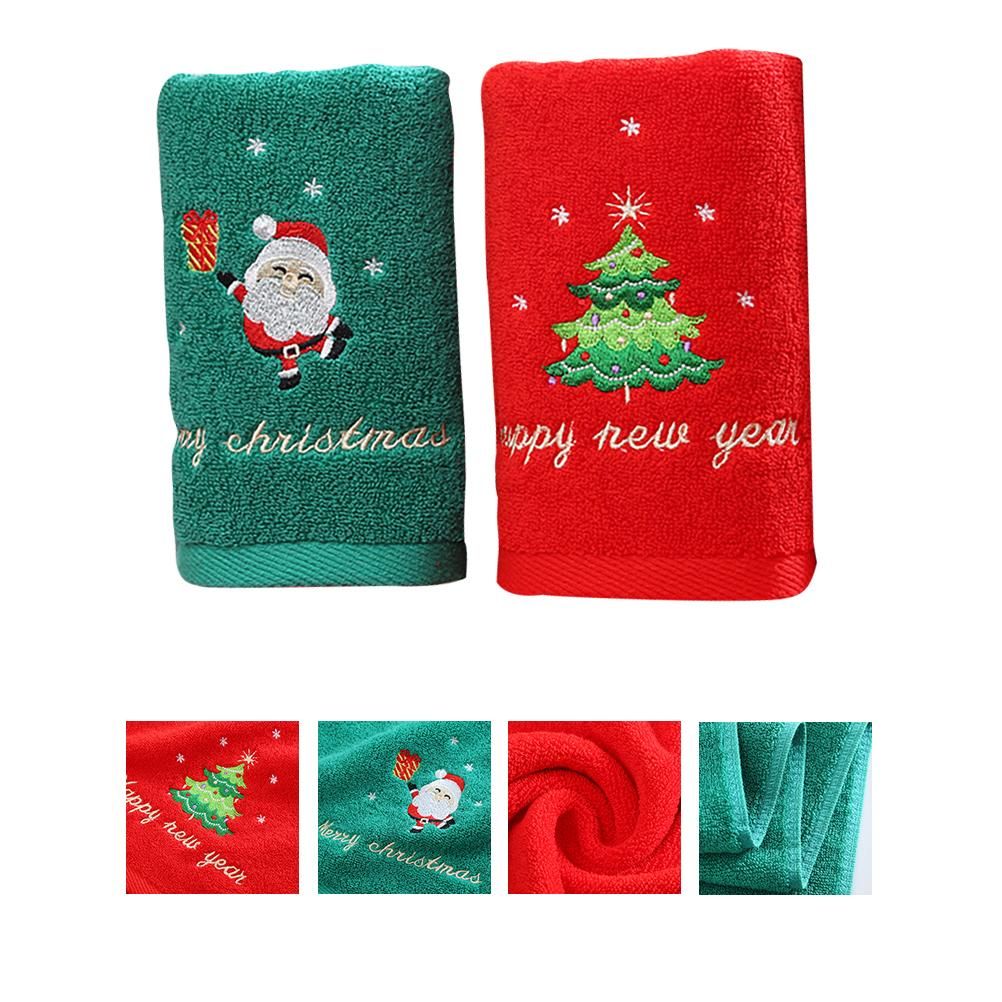 2Pcs Christmas Face Towel Xmas Red Santa Claus New Year Gift Washing Towel Hand Face Cloth Towel for Home Bathroom - Image 7