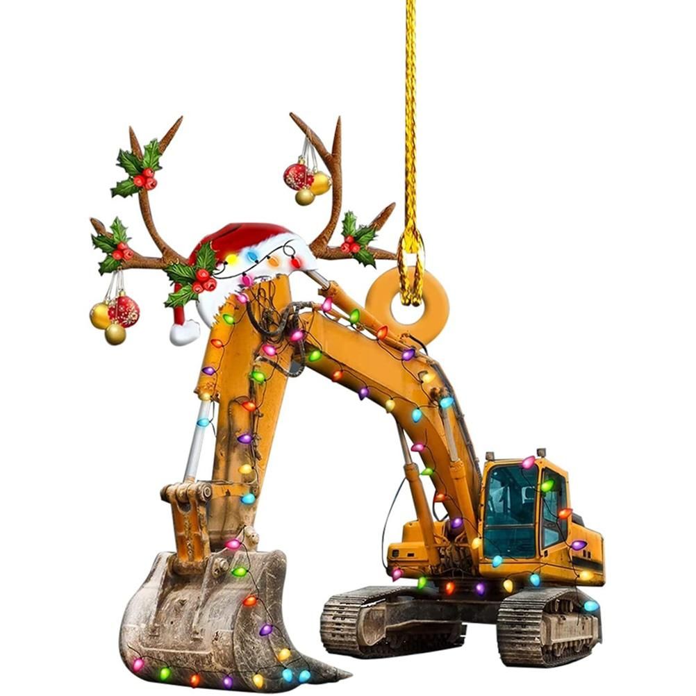 Christmas Tree Pendant Hanging Decoration Gift Personalized Fire Truck Vehicle Truck Boat Excavator Pendant - Image 1
