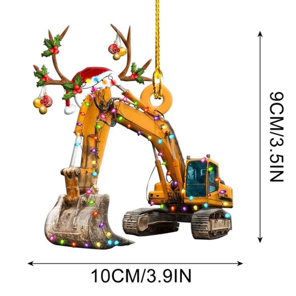 Christmas Tree Pendant Hanging Decoration Gift Personalized Fire Truck Vehicle Truck Boat Excavator Pendant - Image 2
