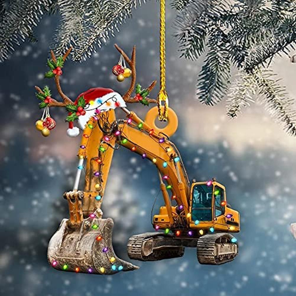 Christmas Tree Pendant Hanging Decoration Gift Personalized Fire Truck Vehicle Truck Boat Excavator Pendant - Image 3
