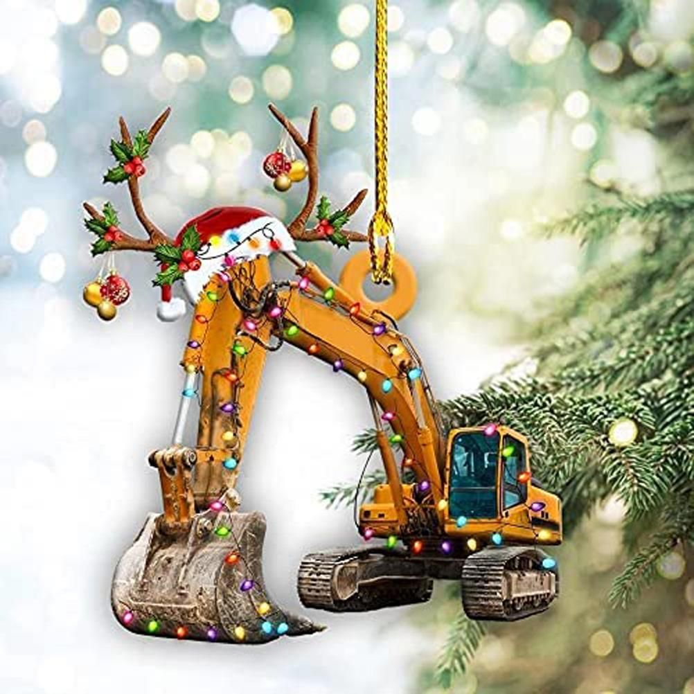 Christmas Tree Pendant Hanging Decoration Gift Personalized Fire Truck Vehicle Truck Boat Excavator Pendant - Image 4
