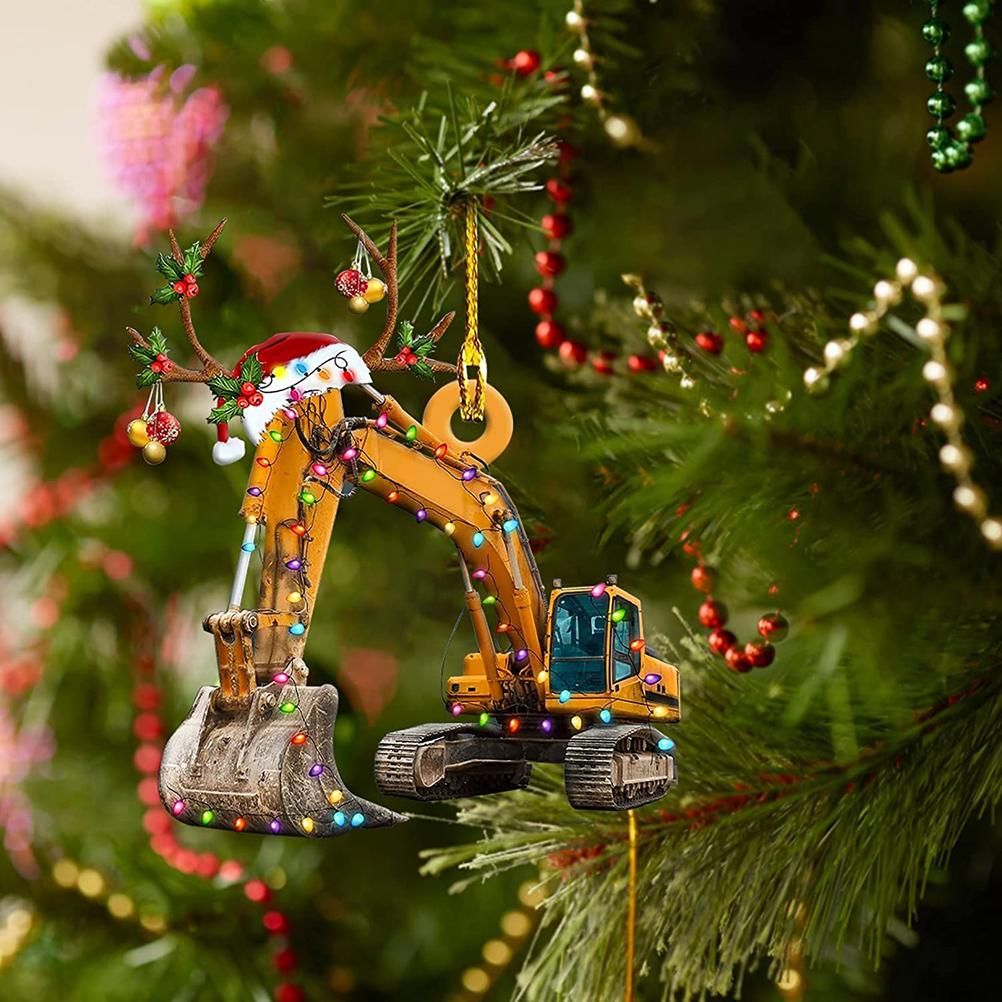 Christmas Tree Pendant Hanging Decoration Gift Personalized Fire Truck Vehicle Truck Boat Excavator Pendant - Image 5