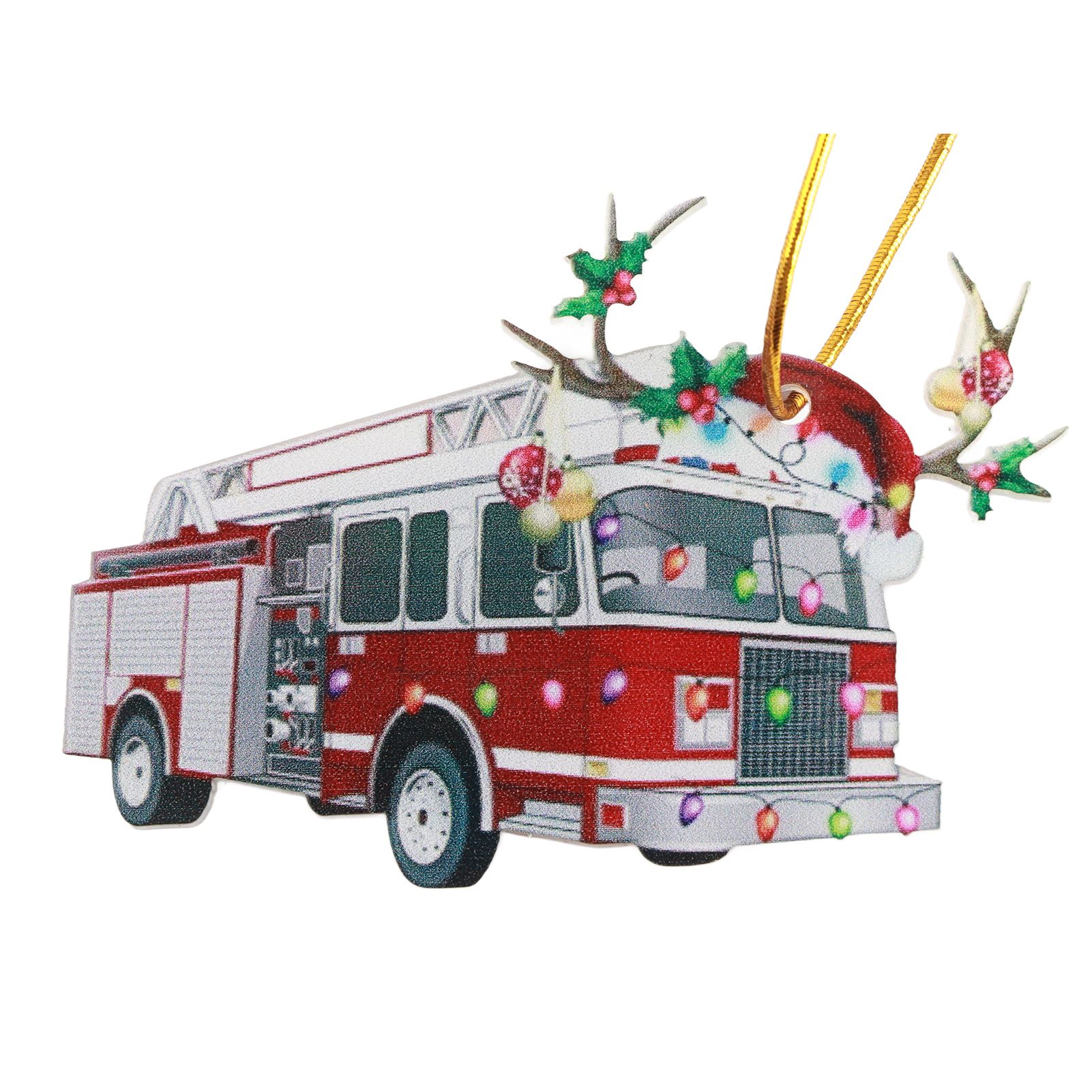 Christmas Tree Pendant Hanging Decoration Gift Personalized Fire Truck Vehicle Truck Boat Excavator Pendant - Image 1
