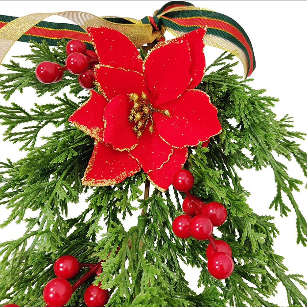 Christmas Pine Branch Garland Winter Red Berries Mixed Pine Cones Christmas Hanging Pendant For Front Door Fireplaces Home - Image 6