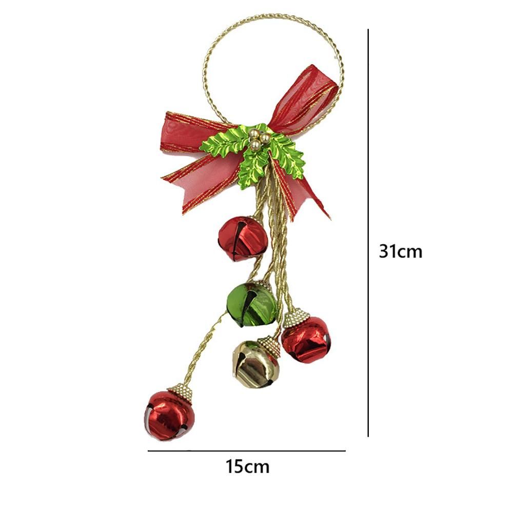 Christmas Ornaments with Bow Christmas Metal Bell Hanging Pendant Xmas Tree Door Hanger - Image 2