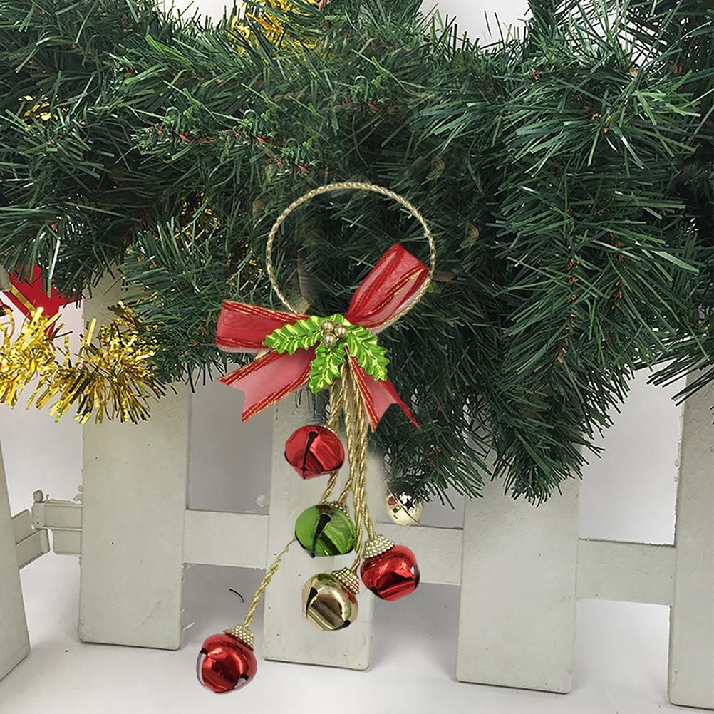 Christmas Ornaments with Bow Christmas Metal Bell Hanging Pendant Xmas Tree Door Hanger - Image 4