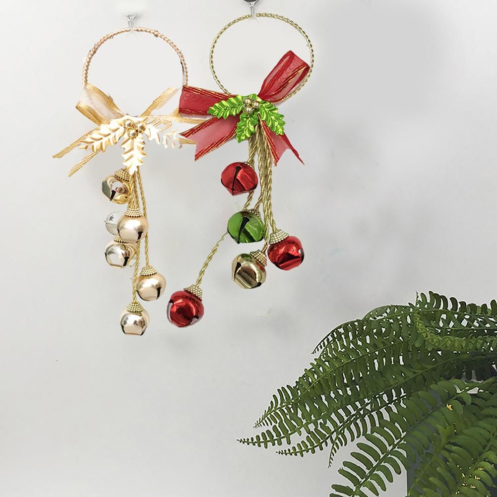 Christmas Ornaments with Bow Christmas Metal Bell Hanging Pendant Xmas Tree Door Hanger - Image 6