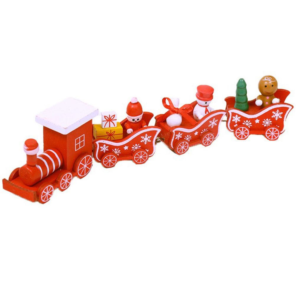 Christmas Wooden Four Section Small Train Christmas Tree Decoration The Perfect Xmas Themed Toy Gift - Image 1