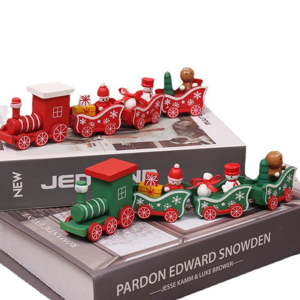 Christmas Wooden Four Section Small Train Christmas Tree Decoration The Perfect Xmas Themed Toy Gift - Image 2