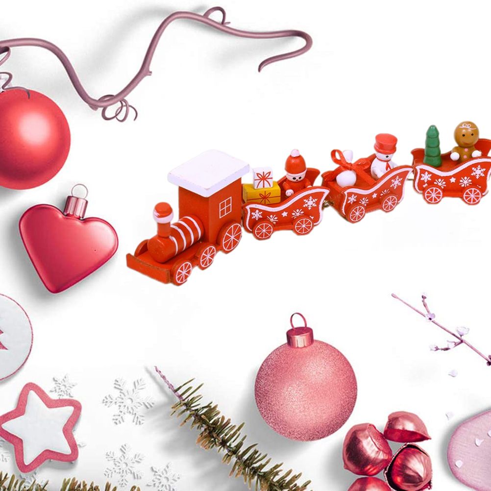 Christmas Wooden Four Section Small Train Christmas Tree Decoration The Perfect Xmas Themed Toy Gift - Image 3