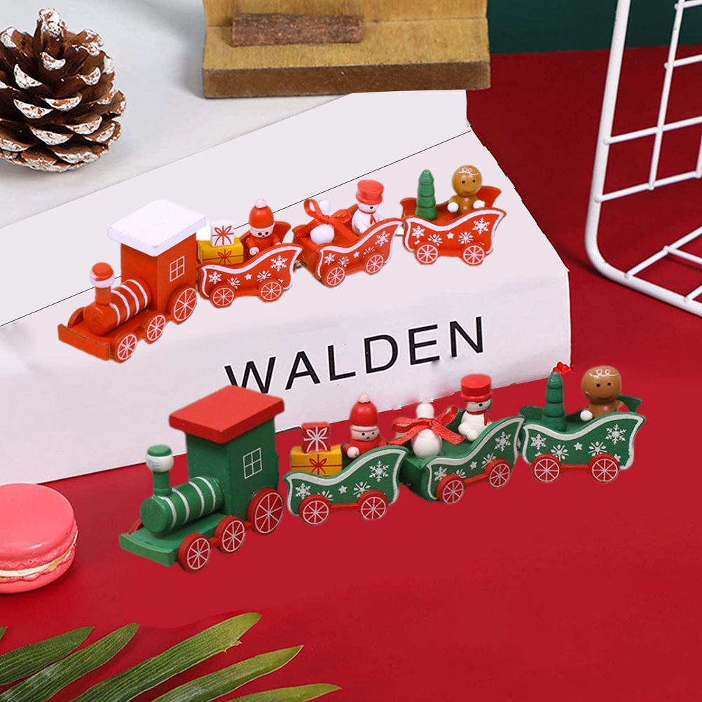 Christmas Wooden Four Section Small Train Christmas Tree Decoration The Perfect Xmas Themed Toy Gift - Image 4