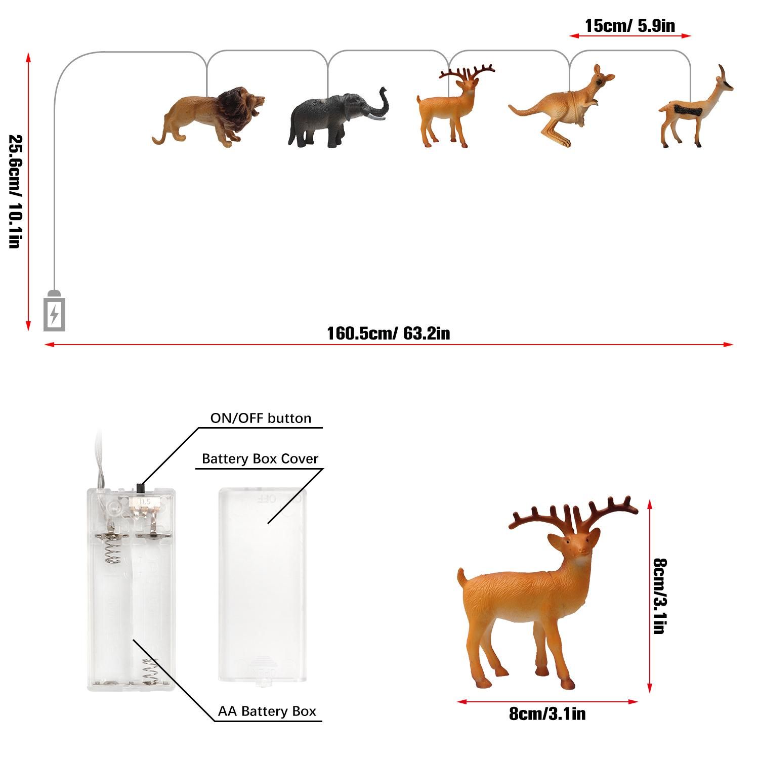 Animal String Lights 10 LEDs Small Animals String Lights Children Room Decoration for Kids Room Indoor String Lights - Image 3