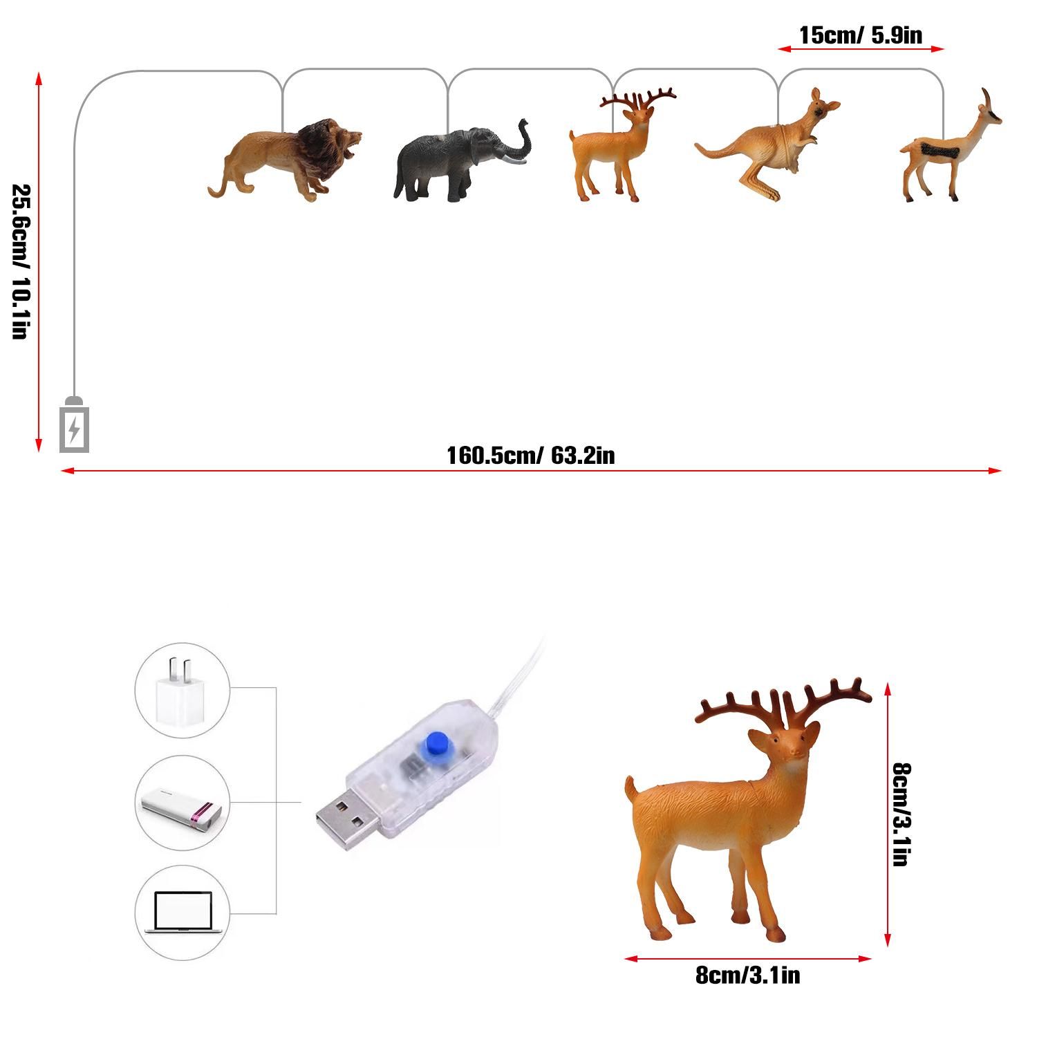 Animal String Lights 10 LEDs Small Animals String Lights Children Room Decoration for Kids Room Indoor String Lights - Image 3