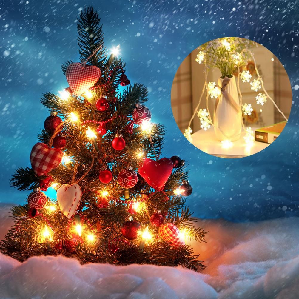 Christmas Snowflake Light 10 feet 20 LED Battery Operated Snowflakes String Lights Winter Fairy Lights Merry Christmas Decoration - Image 4
