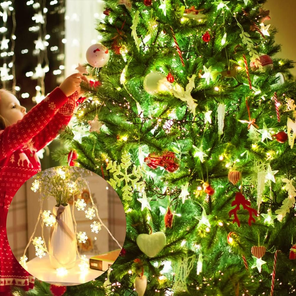 Christmas Snowflake Light 10 feet 20 LED Battery Operated Snowflakes String Lights Winter Fairy Lights Merry Christmas Decoration - Image 5