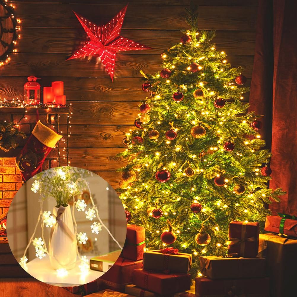 Christmas Snowflake Light 10 feet 20 LED Battery Operated Snowflakes String Lights Winter Fairy Lights Merry Christmas Decoration - Image 7
