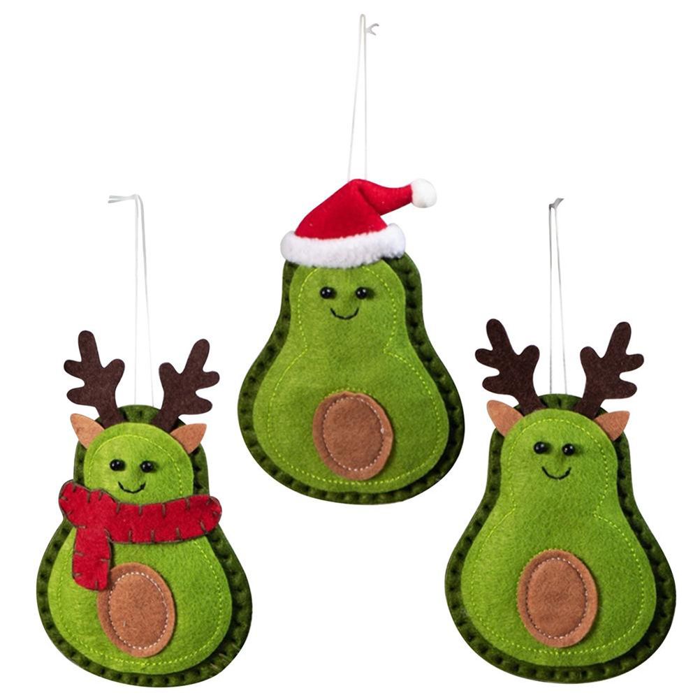 3Pcs Christmas Avocado Green Doll Pendant Christmas Tree Hanging Decoration For Home Door Window Felt Ornaments - Image 1