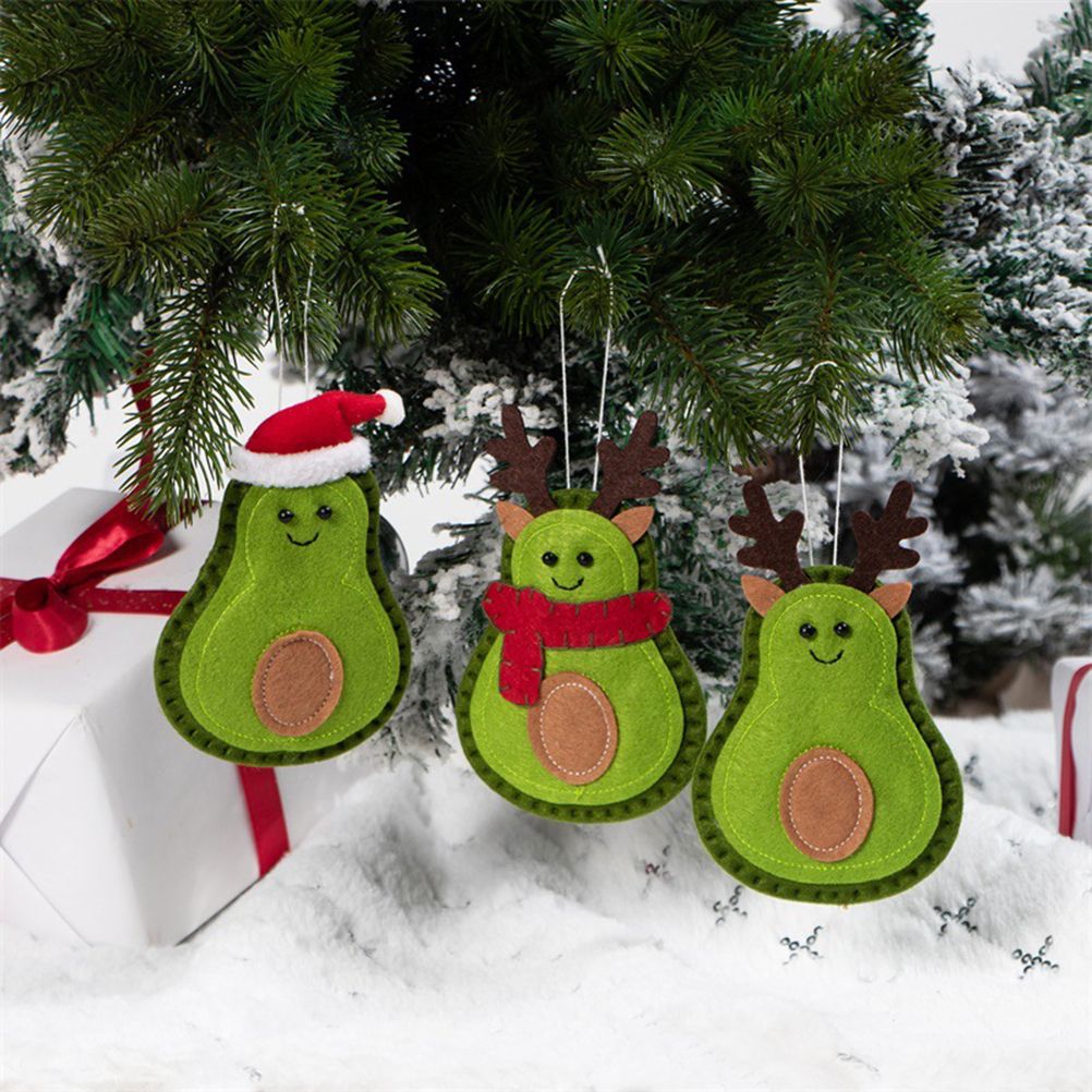 3Pcs Christmas Avocado Green Doll Pendant Christmas Tree Hanging Decoration For Home Door Window Felt Ornaments - Image 2