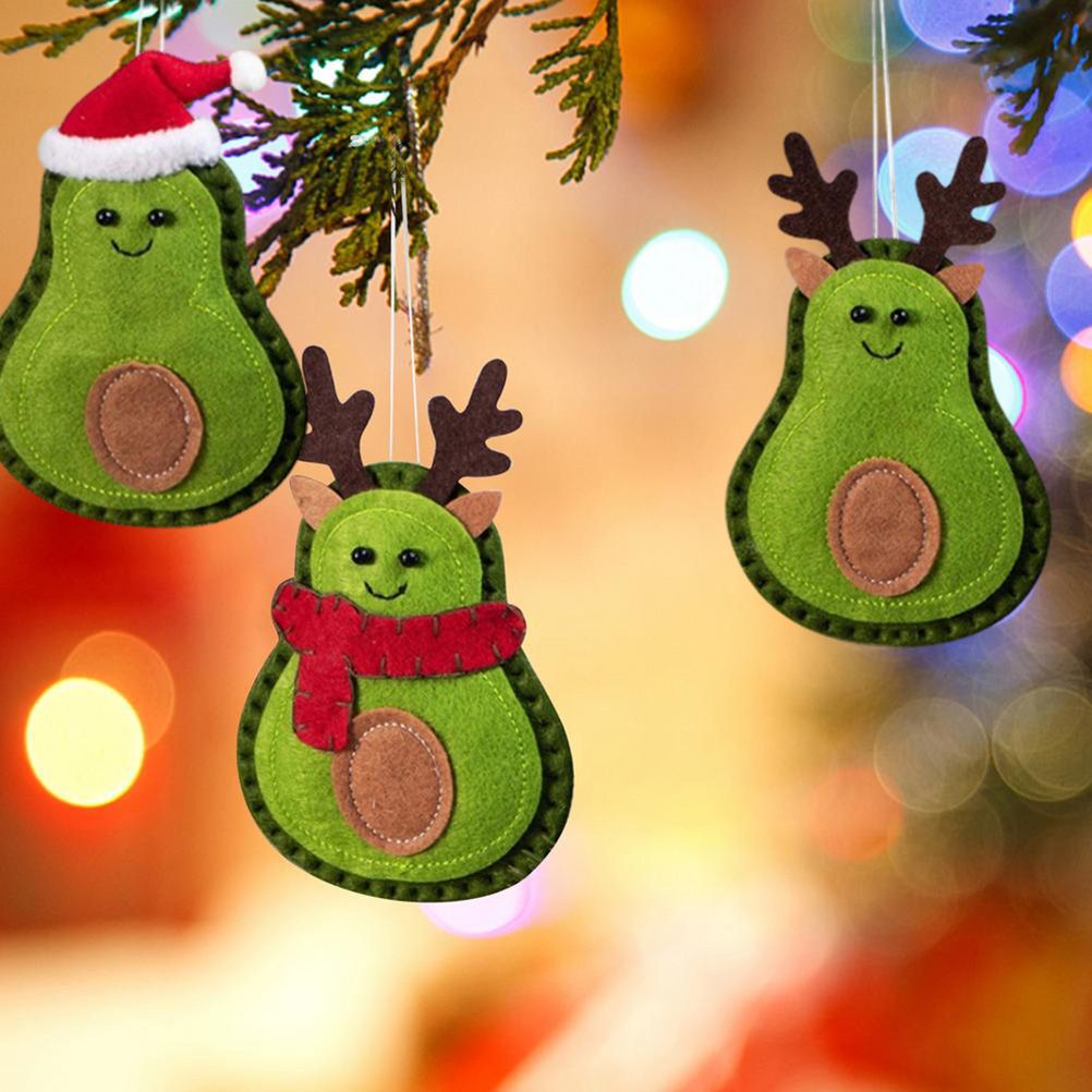 3Pcs Christmas Avocado Green Doll Pendant Christmas Tree Hanging Decoration For Home Door Window Felt Ornaments - Image 5